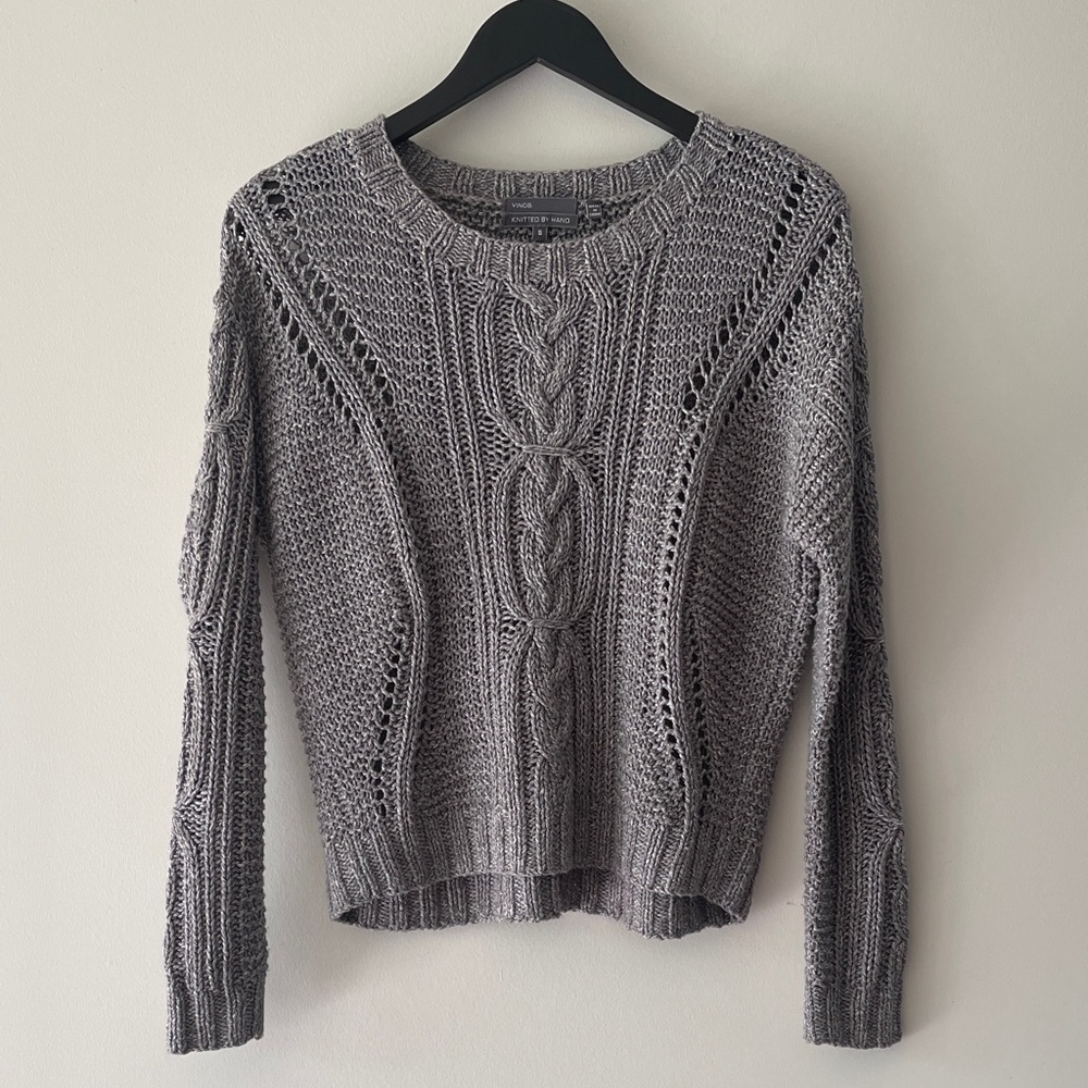 VINCE CABLE HAND KNIT CROP SWEATER